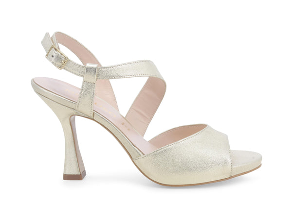 Melluso Donna Sandali Eleganti Tacco Coda in Pelle Metallizzata Oro Platino E1805W-233463